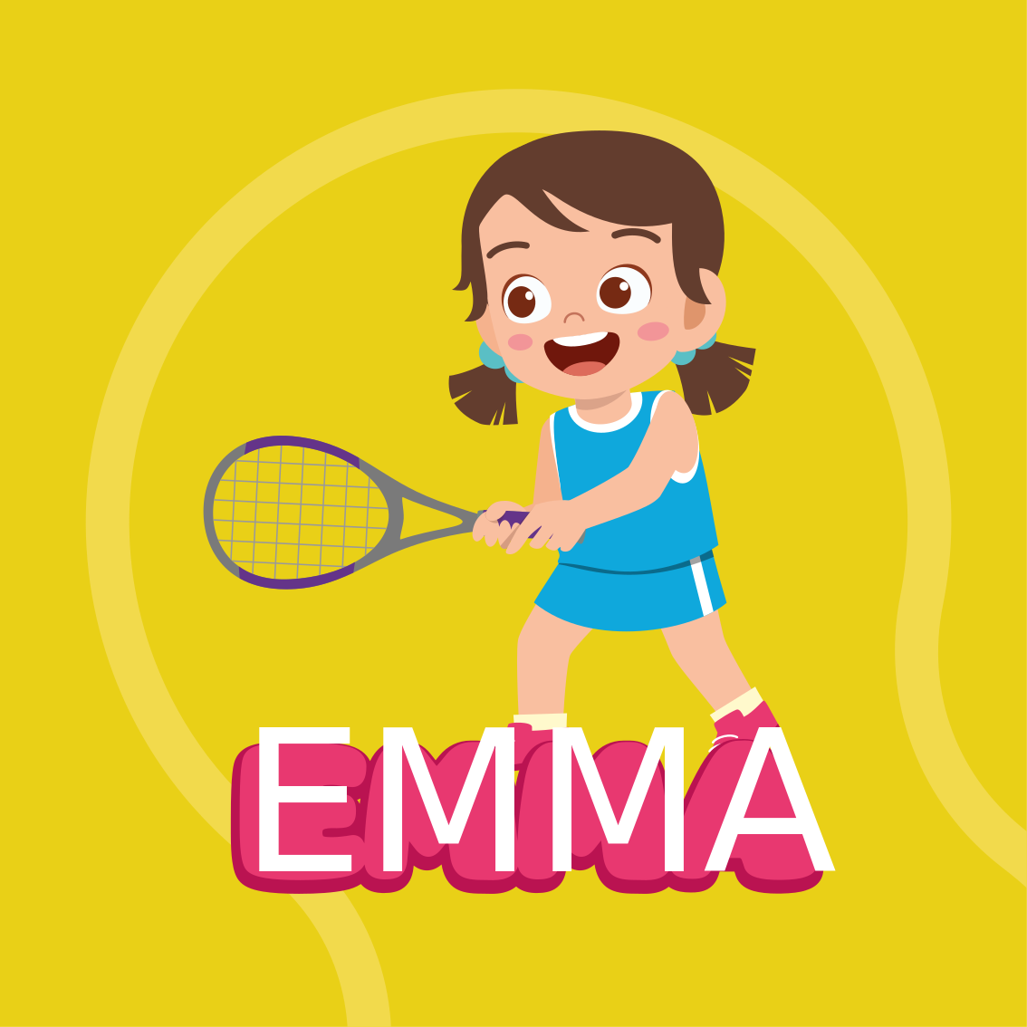 Poster kinderkamer tennismeisje met naam - TenStickers