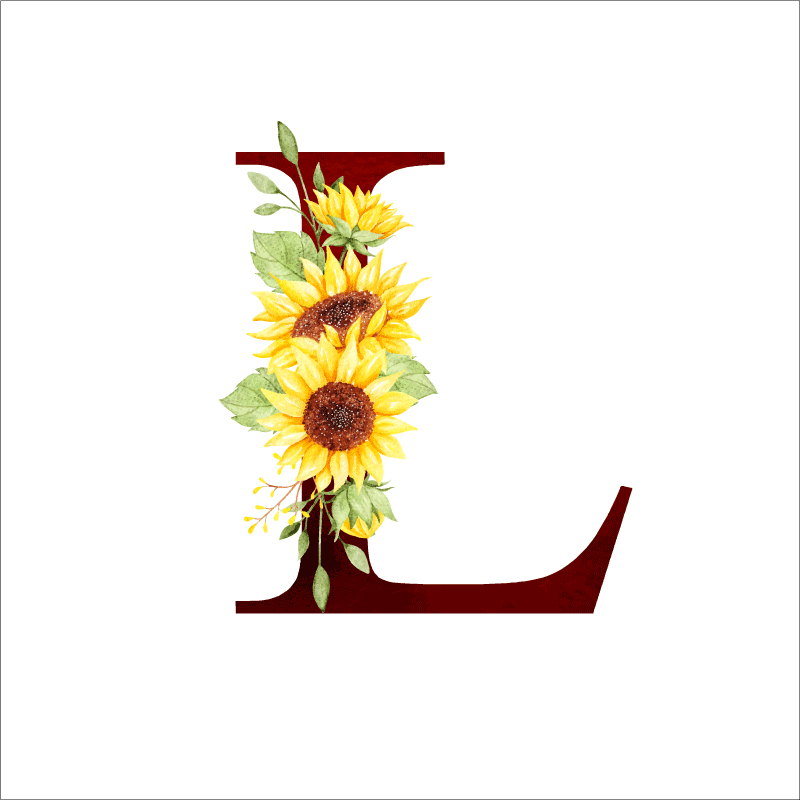 Poster bloem aanpasbare initiaal zonnebloem - TenStickers
