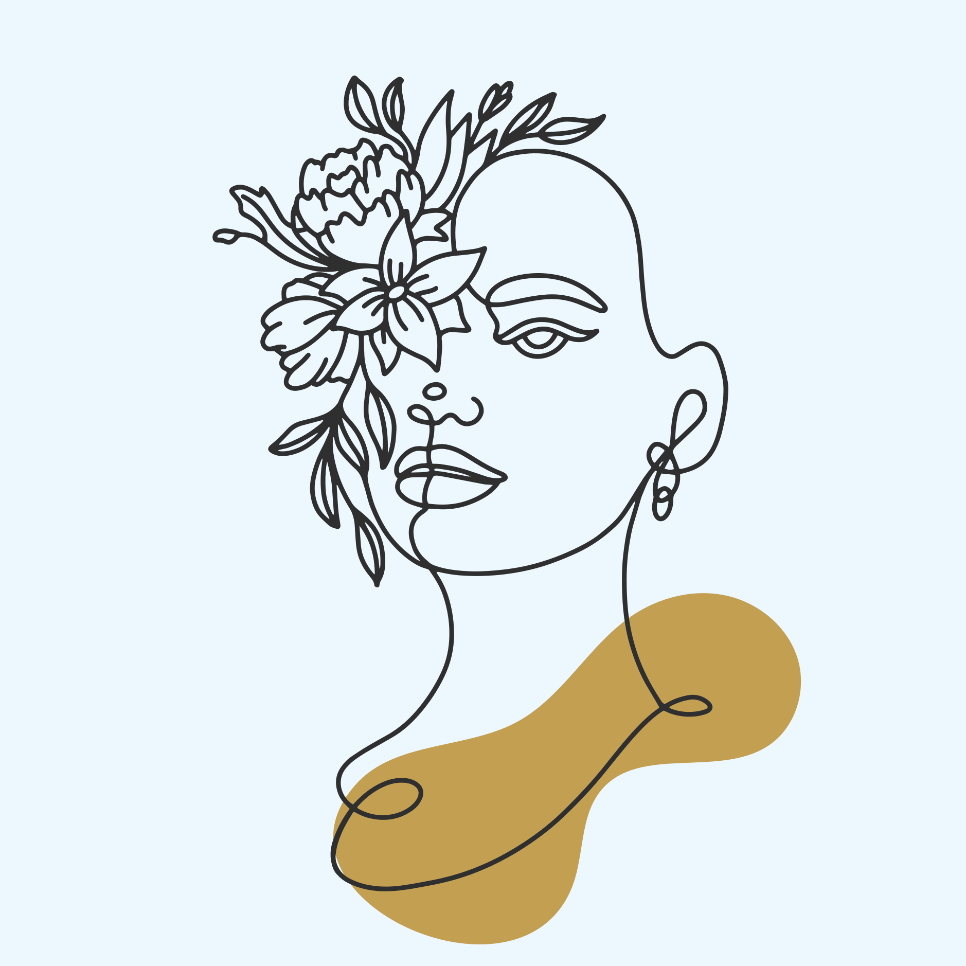 Poster bloem abstracte vrouw lijnen - TenStickers