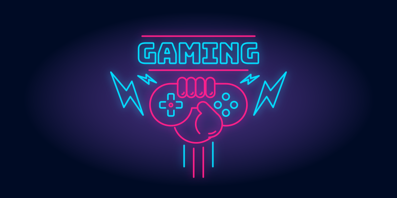Videogameposter gaminglogo met neonlichten - TenStickers