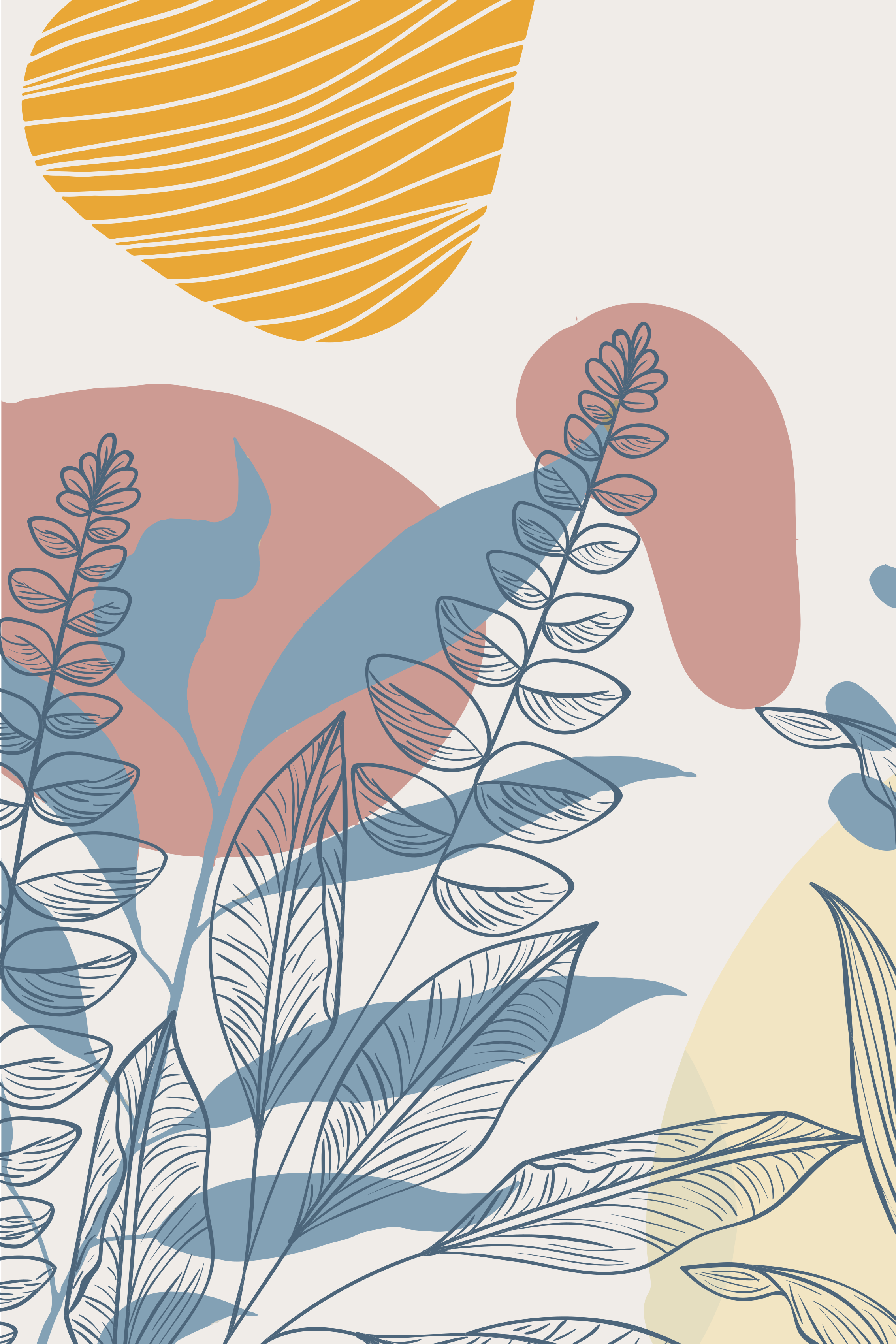 Bloemen en planten poster scandinavische stijl abstracte bladeren - TenStickers