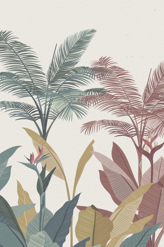Bloemen en planten poster tropisch groen motief - TenStickers