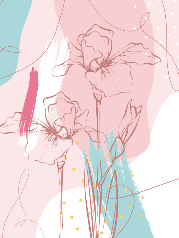 Bloemen en planten poster abstracte bloemmotieven - TenStickers