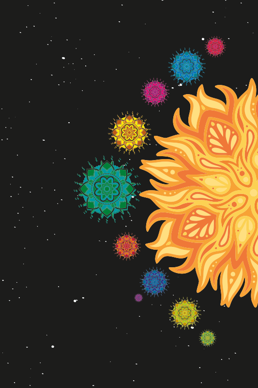 Poster tieners met mandala's van het zonnestelsel - TenStickers