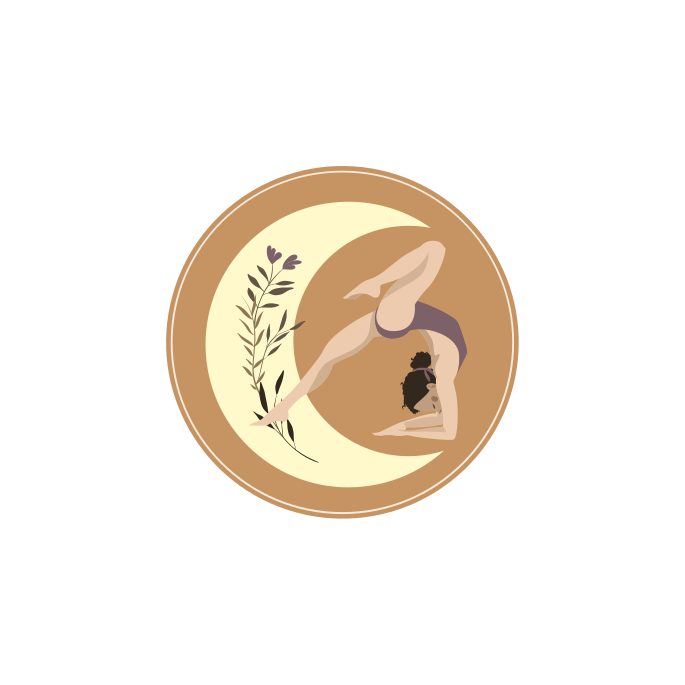 Poster sport yoga houding illustratie met maan - TenStickers