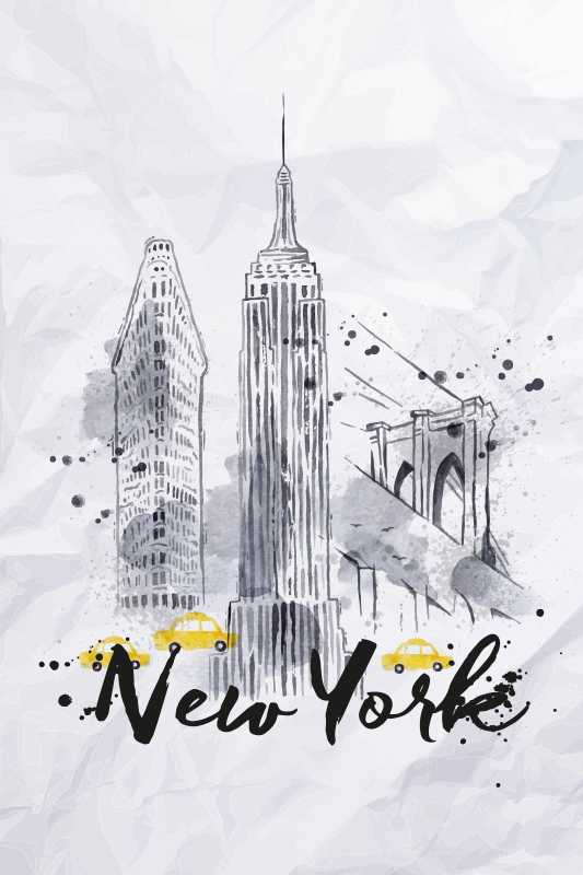 Landen poster skyline new york - TenStickers