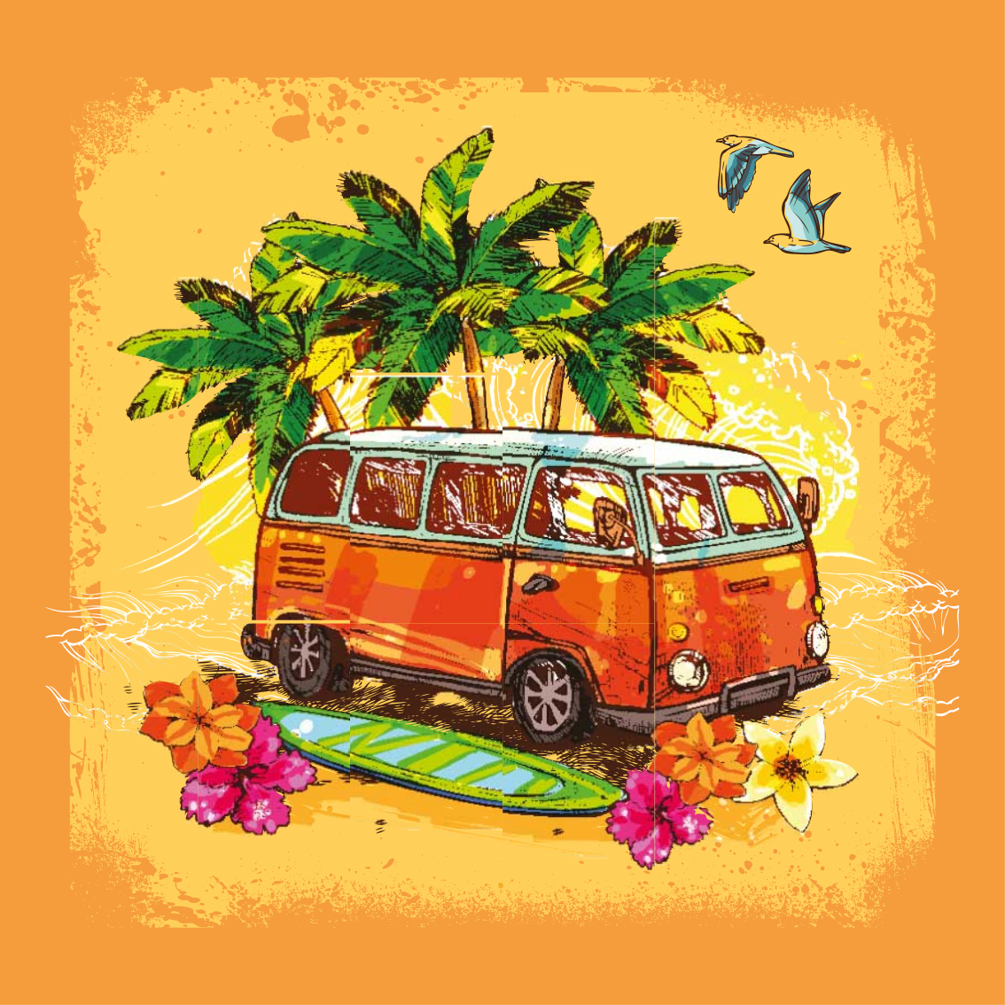 Landen poster classic surfbus - TenStickers