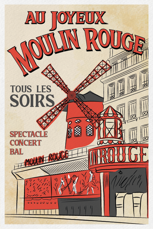 Landen poster le moulin rouge - TenStickers