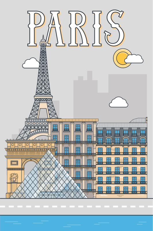 Landen poster Parijs - TenStickers