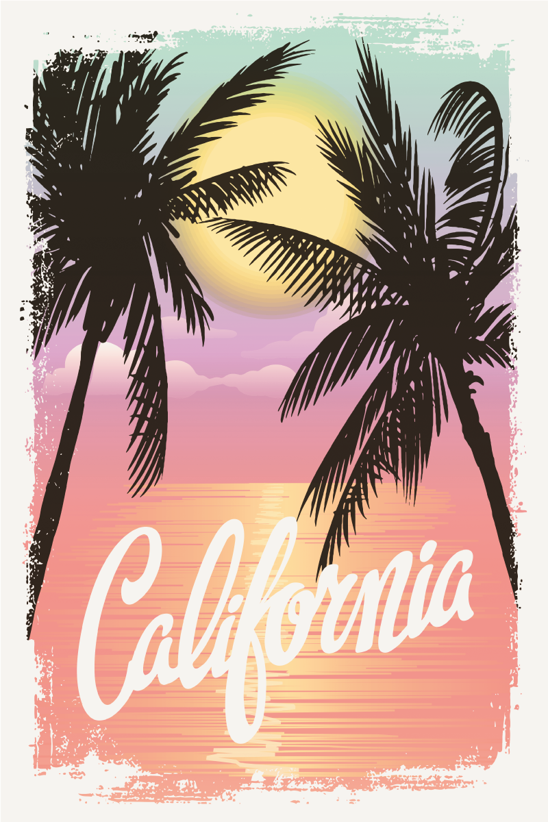 Landen poster californische zonsondergang vibes - TenStickers