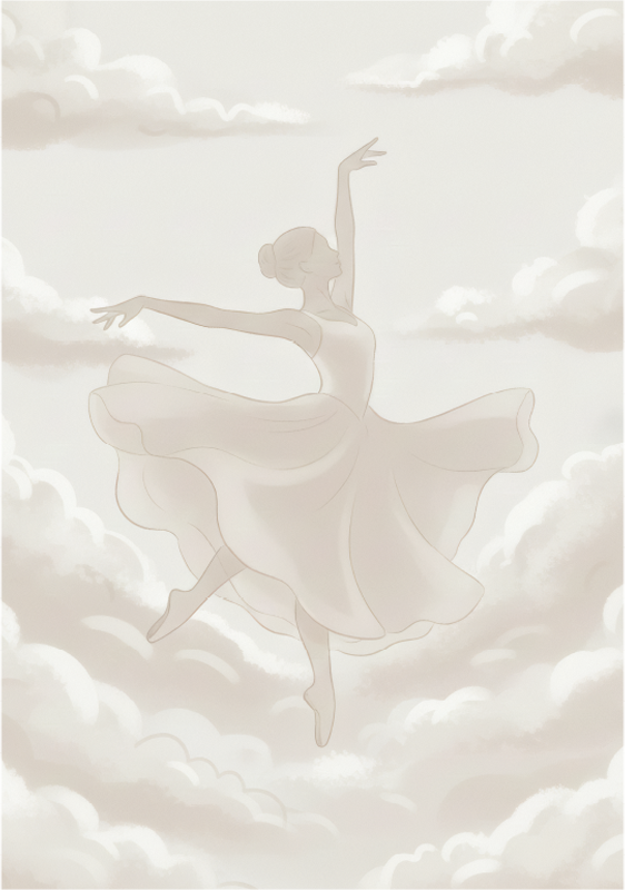Minimalistische poster wolken danser persoon - TenStickers