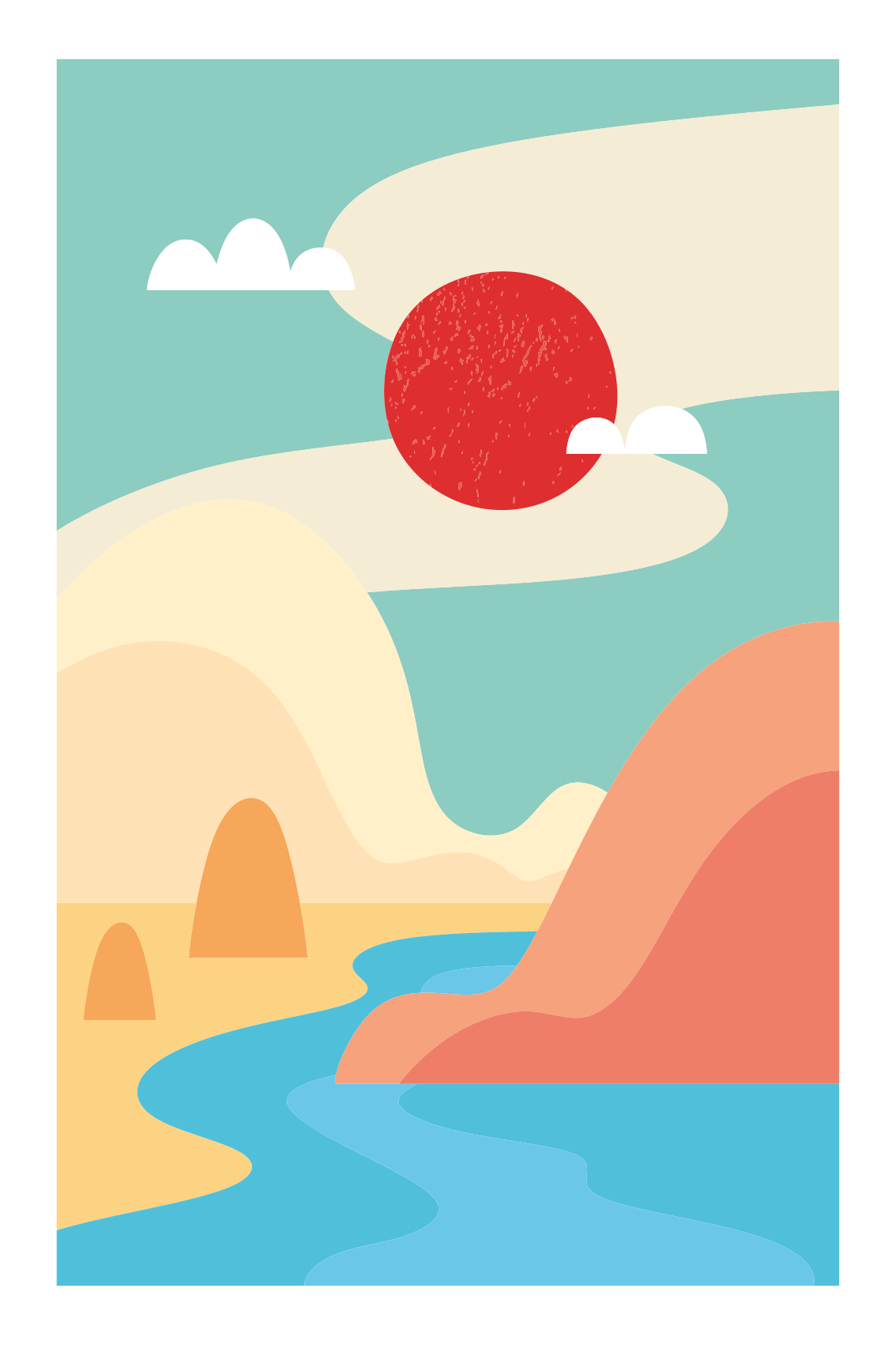 Poster landschap abstracte natuurscène - TenStickers
