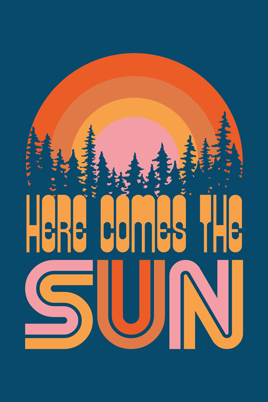 Poster landschap vintage zon - TenStickers