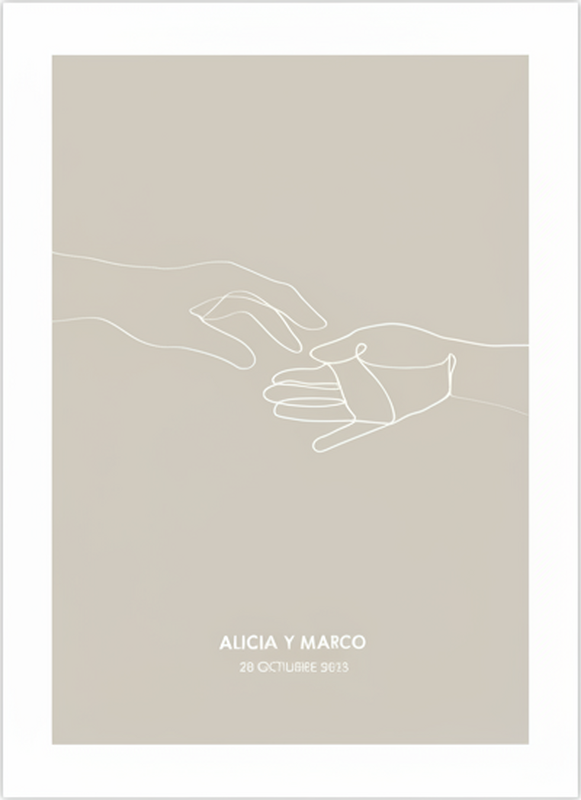 Personaliseerbare poster minimalistische reikhanden - TenStickers