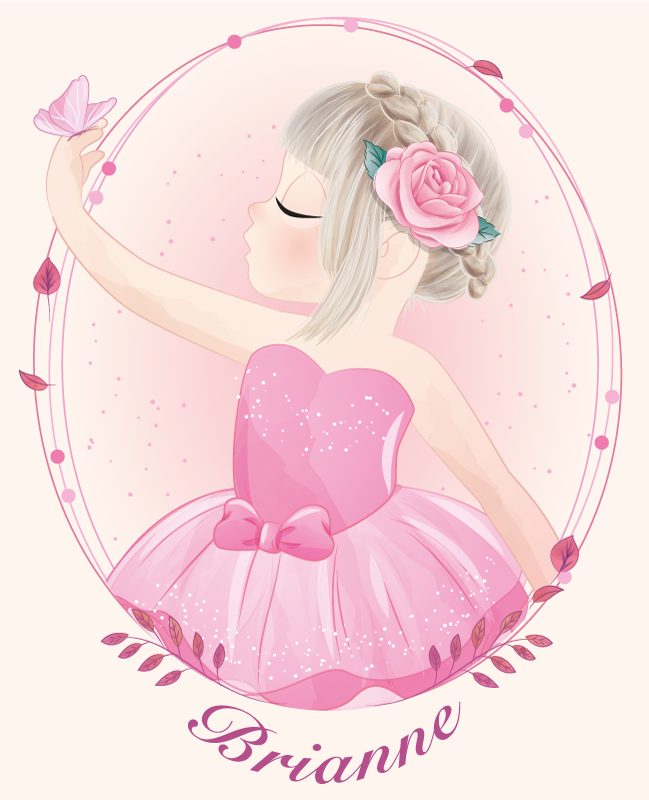 Personaliseerbare poster dansende ballerina meisje - TenStickers