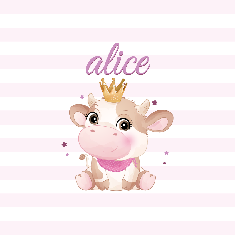 Personaliseerbare poster schattige koeien prinses - TenStickers