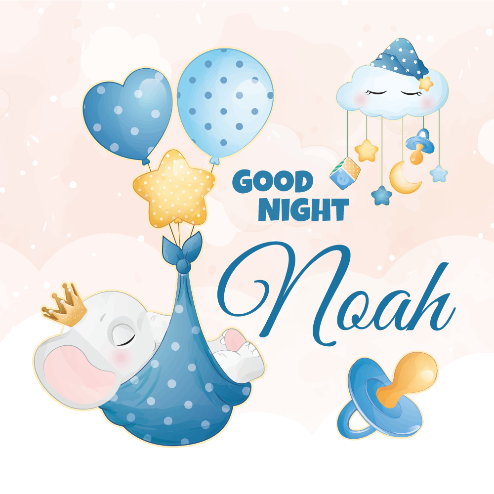 Personaliseerbare poster goede nacht olifant - TenStickers