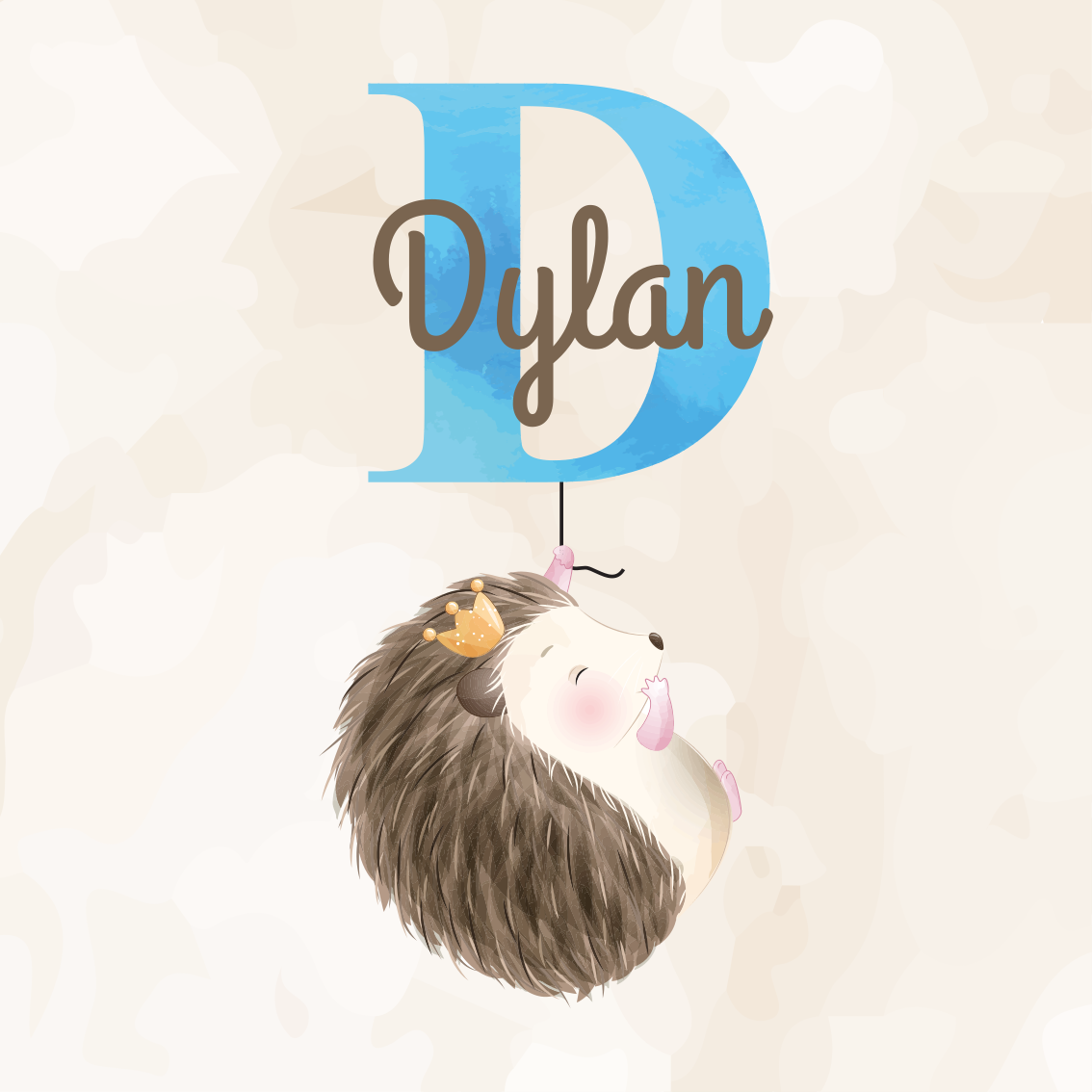 Personaliseerbare poster schattige egeltje illustratie - TenStickers