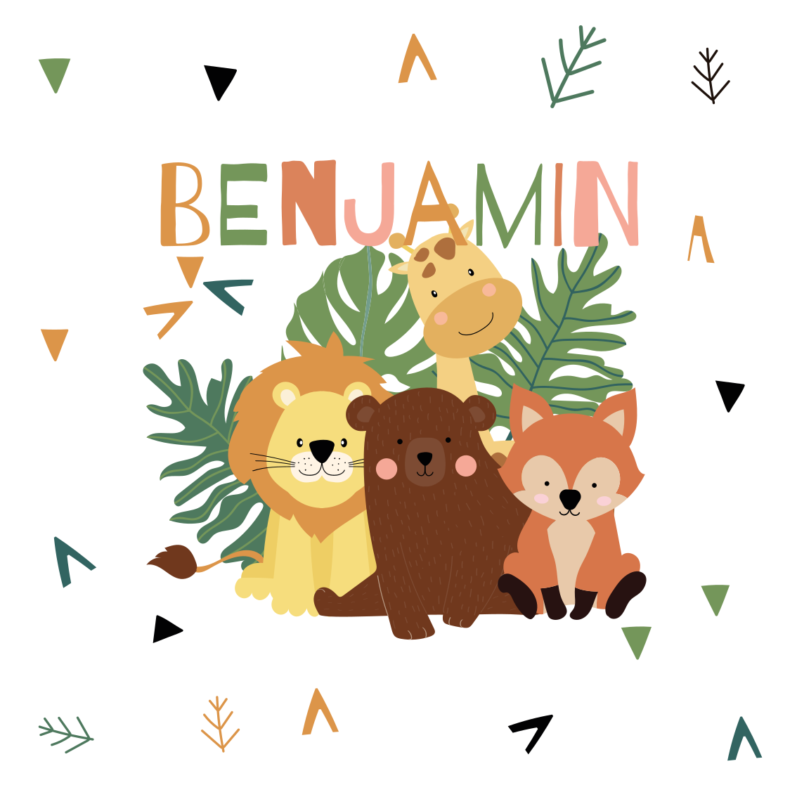 Personaliseerbare poster dierenvrienden samenkomst - TenStickers