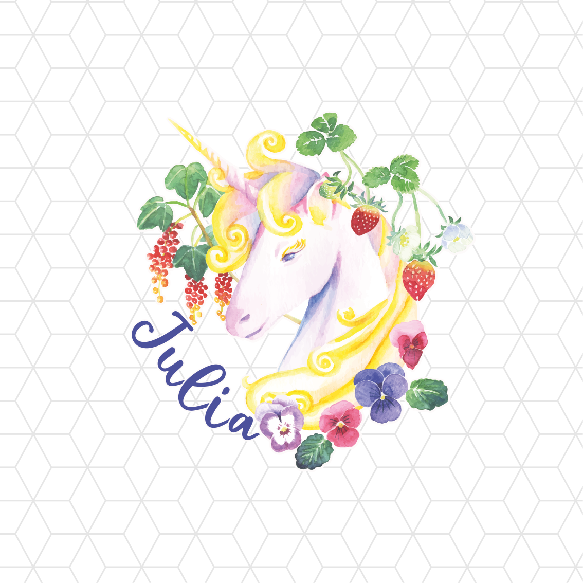 Personaliseerbare poster eenhoorn bloemenarrangement - TenStickers