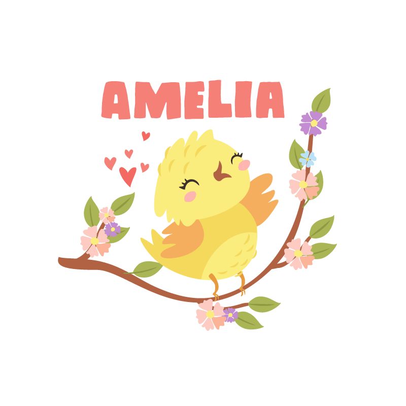 Personaliseerbare poster vrolijke gele vogel - TenStickers