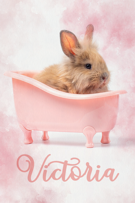 Personaliseerbare poster schattig konijnenportret - TenStickers