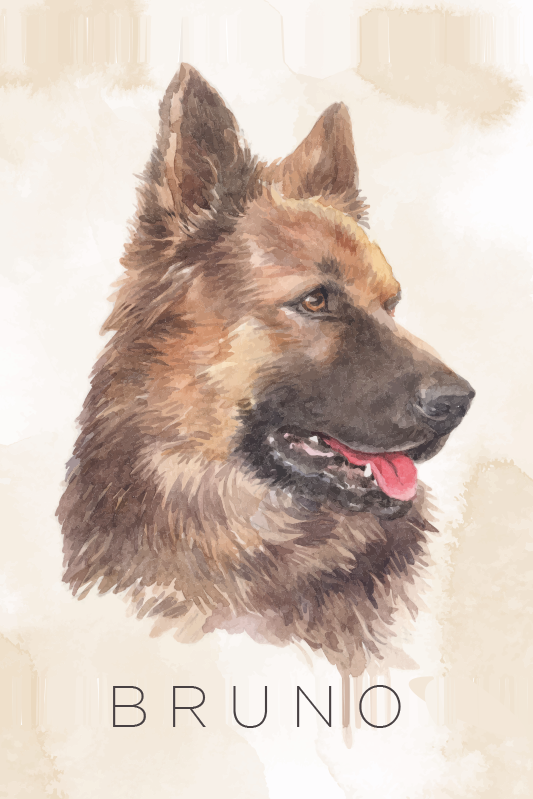 Personaliseerbare poster duitse herder portret - TenStickers
