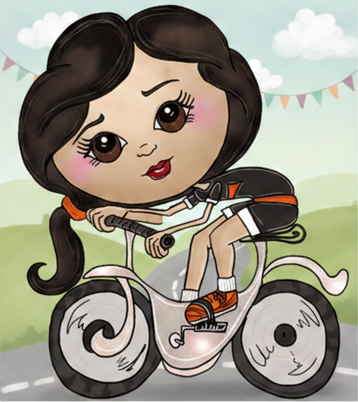 Poster fiets kindertekening fietser - TenStickers