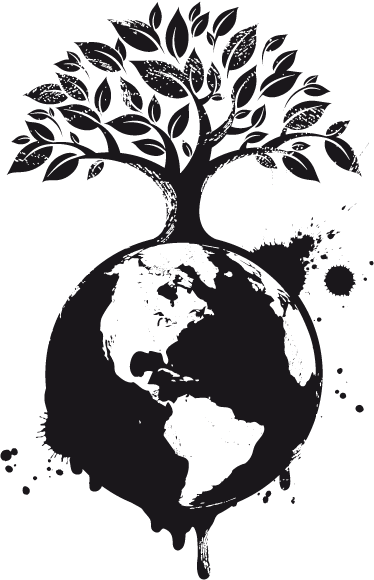 Bomen poster decoratieve wereldbol en boom - TenStickers