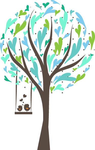Bomen poster met hangende vogels voor kinderen - TenStickers