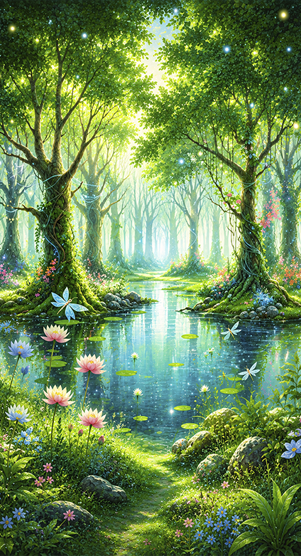 Bomen poster betoverende feeënmuur - TenStickers