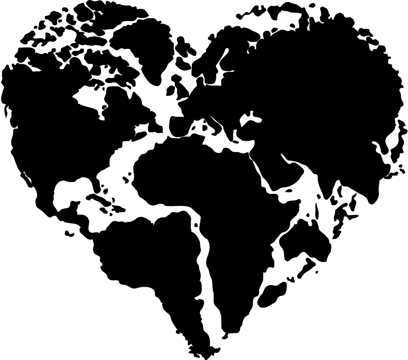 Wereldkaart poster hartvorm sticker - TenStickers
