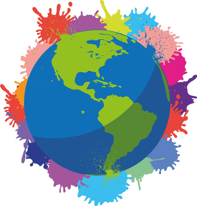 Wereldkaart poster spetterende kleuren - TenStickers