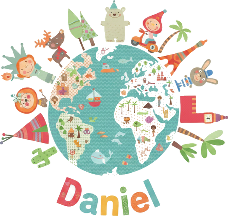 Wereldkaart poster blije wereld - TenStickers