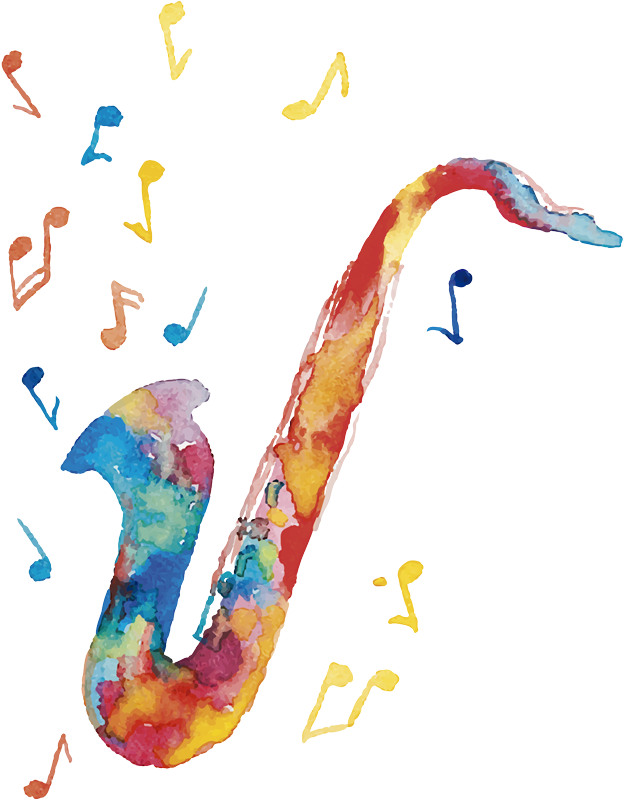 Muziek poster kleurrijke saxofoon - TenStickers