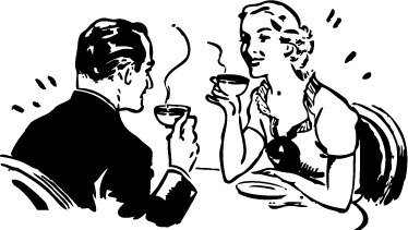 Poster vintage decoratieve vinyl paar met koffie - TenStickers