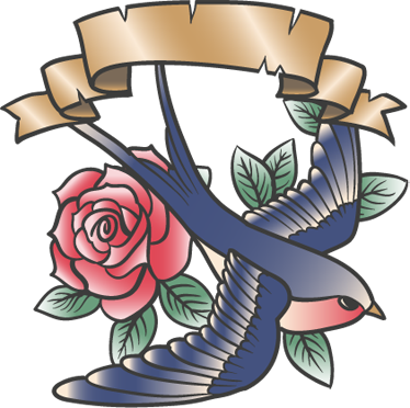 Poster vintage roze vogel tattoo en legende - TenStickers