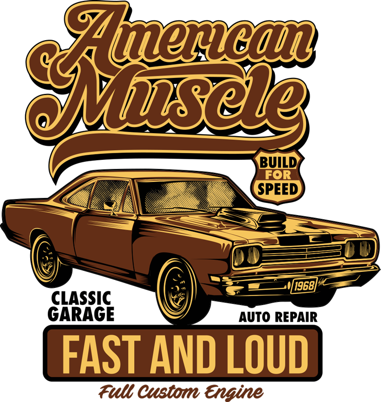 Poster vintage wanddecoratie klassieke amerikaanse auto - TenStickers