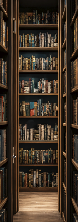 Poster vintage gang door een bibliotheek - TenStickers
