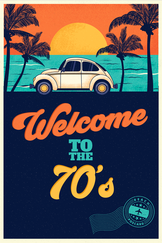 Poster vintage welkom in de jaren '70 sticker - TenStickers