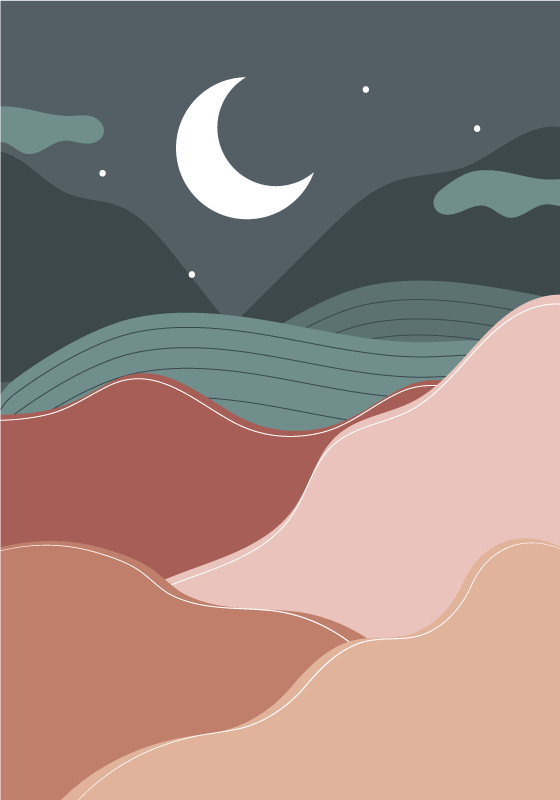 Poster landschap boho nacht - TenStickers