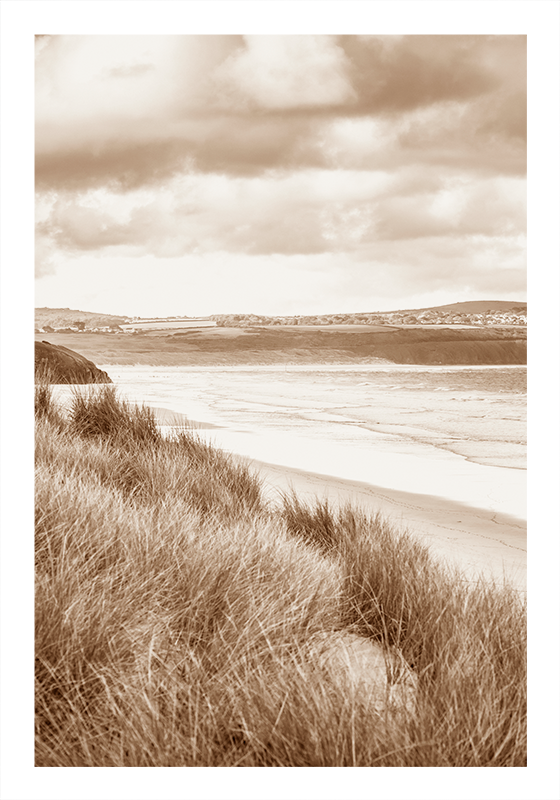 Poster landschap kustlandschap sepia tinten - TenStickers