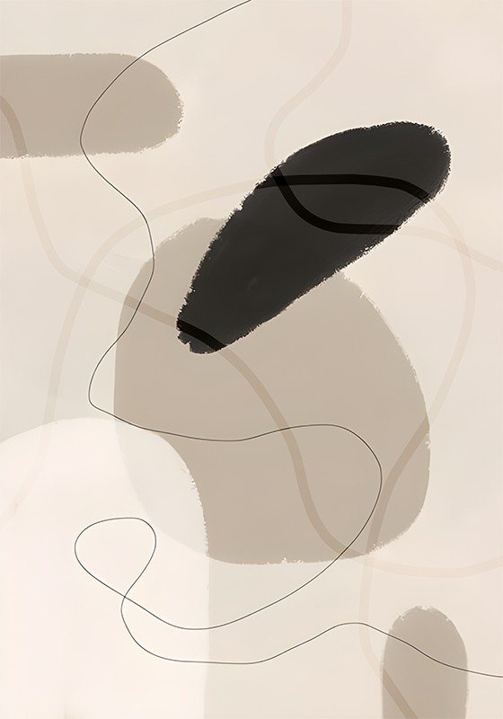 Poster abstract beige tinten en vormen - TenStickers