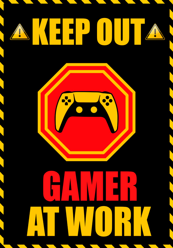 Videogameposter "gamer" aan het werk - TenStickers