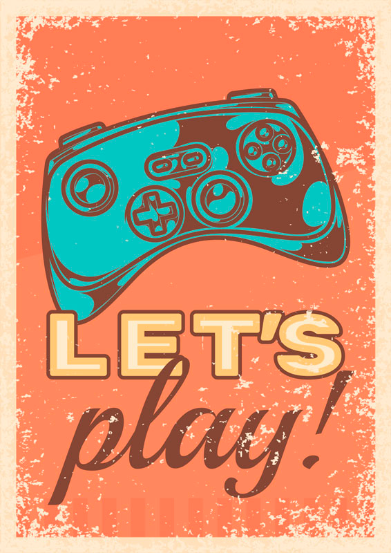 Videogameposter laten we spelen retro stijl - TenStickers