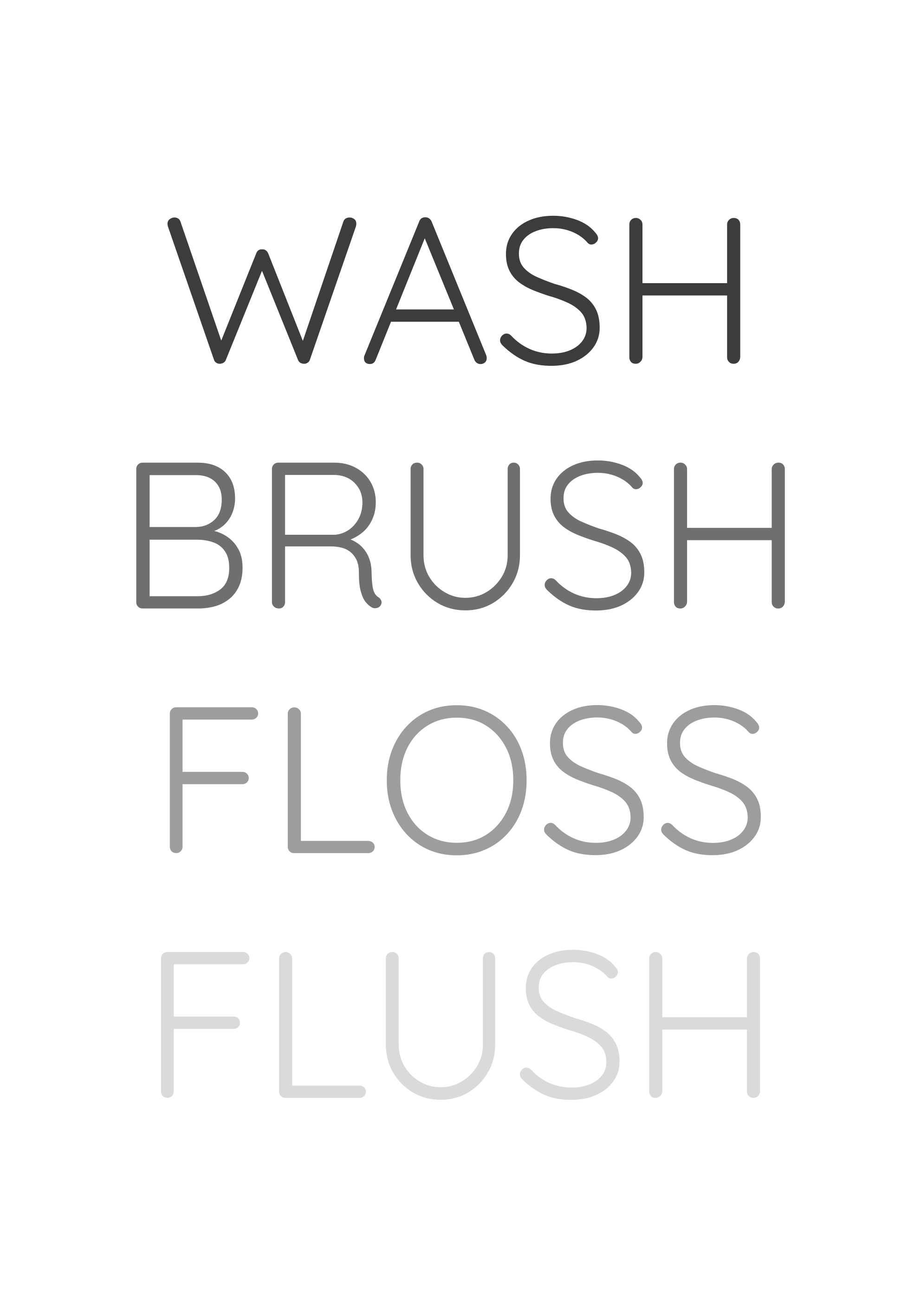 Poster met tekst wasborstel flos toiletspoeling - TenStickers