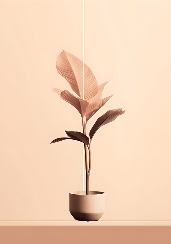 Planten poster verticale plant in beige tinten - TenStickers