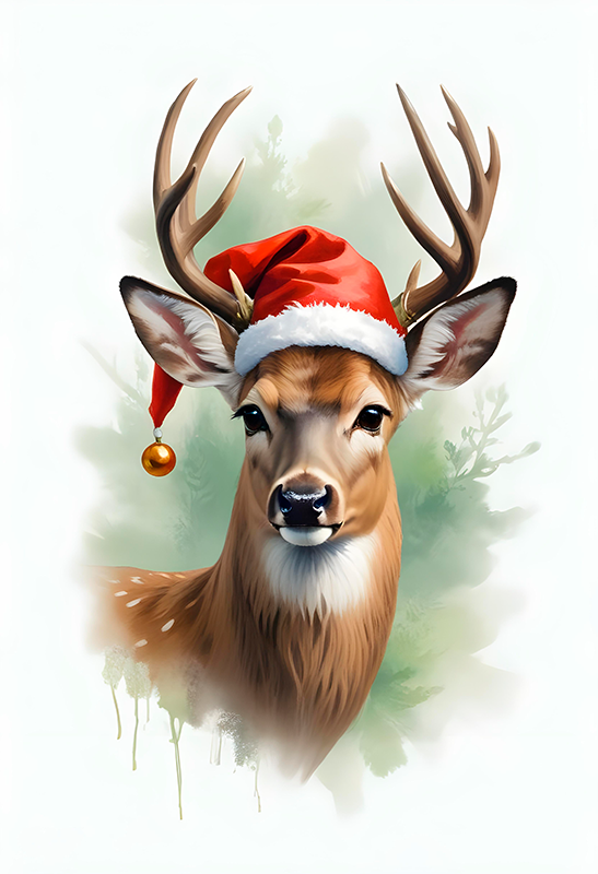 Poster kerstmis rendier van de kerstman - TenStickers