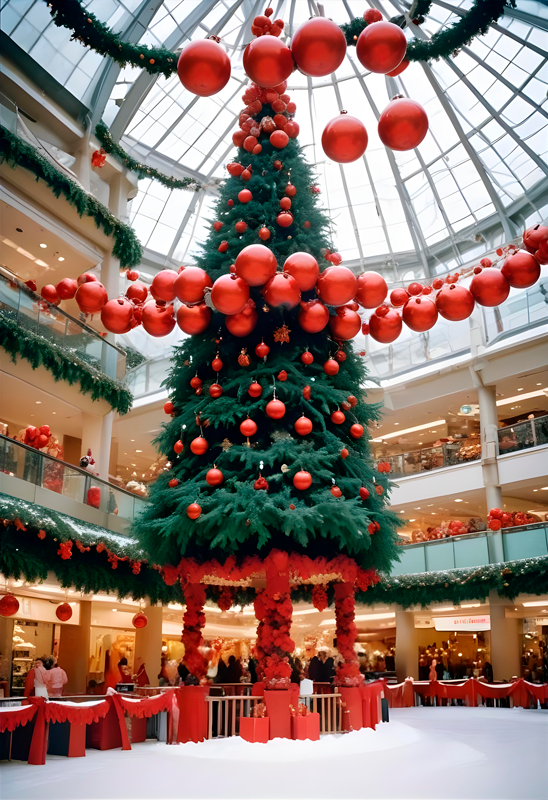 Poster kerstmis boom in het winkelcentrum - TenStickers