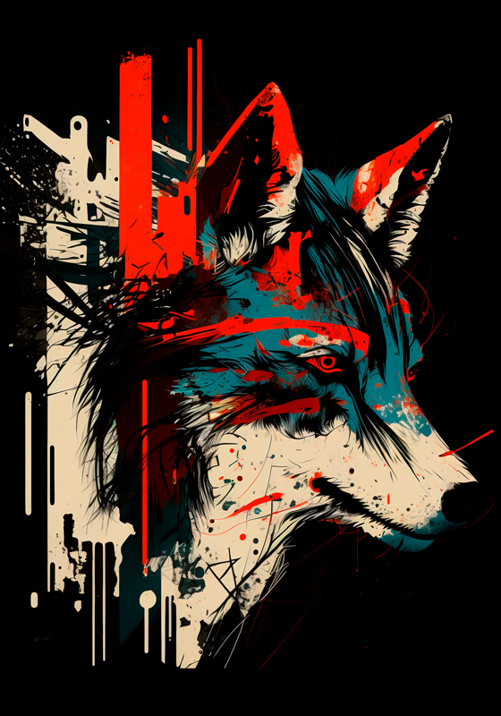 Moderne kunst poster abstracte wolf - TenStickers